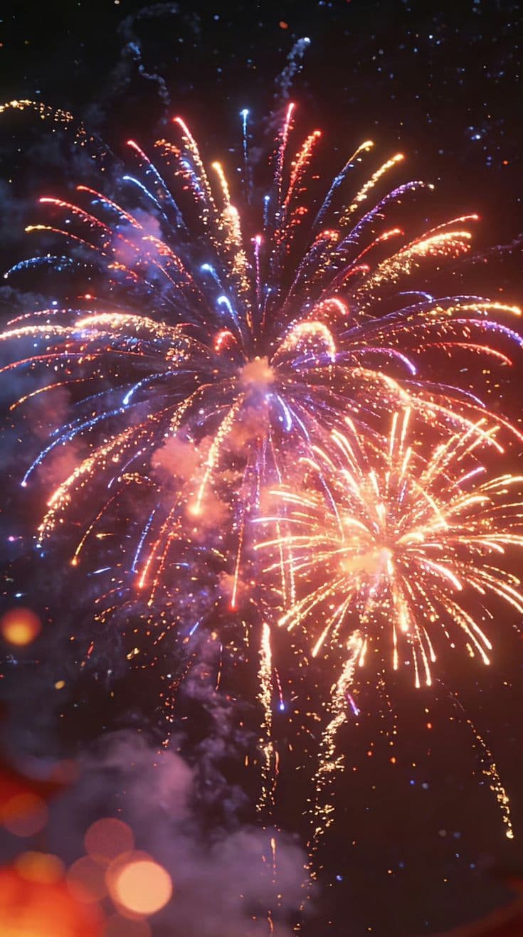 Fireworks over an evening celebration